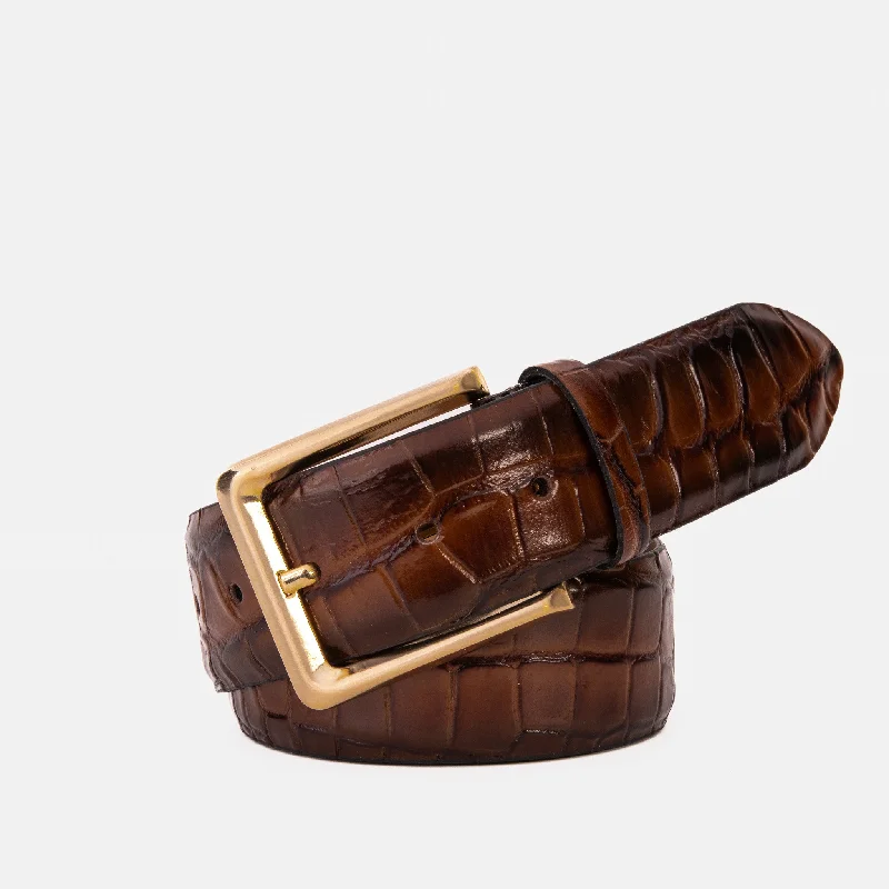 Sumptuous Finish The Strat Brown Leather Belt