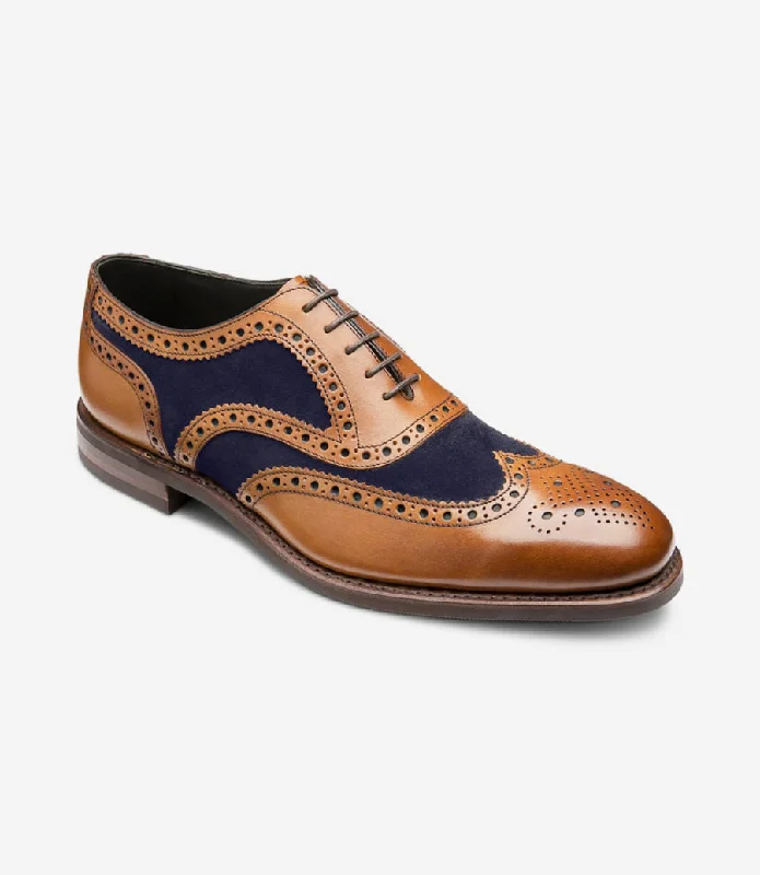 Timeless Allure LOAKE - KERRIDGE Stylish Oxford Brogue - Tan & Navy Suede