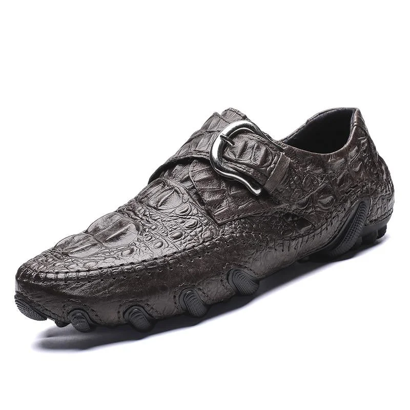 Sophisticated Appeal Men's casual real leather crocodile pattern cowhide luxury fashion Breathable ticket on comfortable moccasins shoes