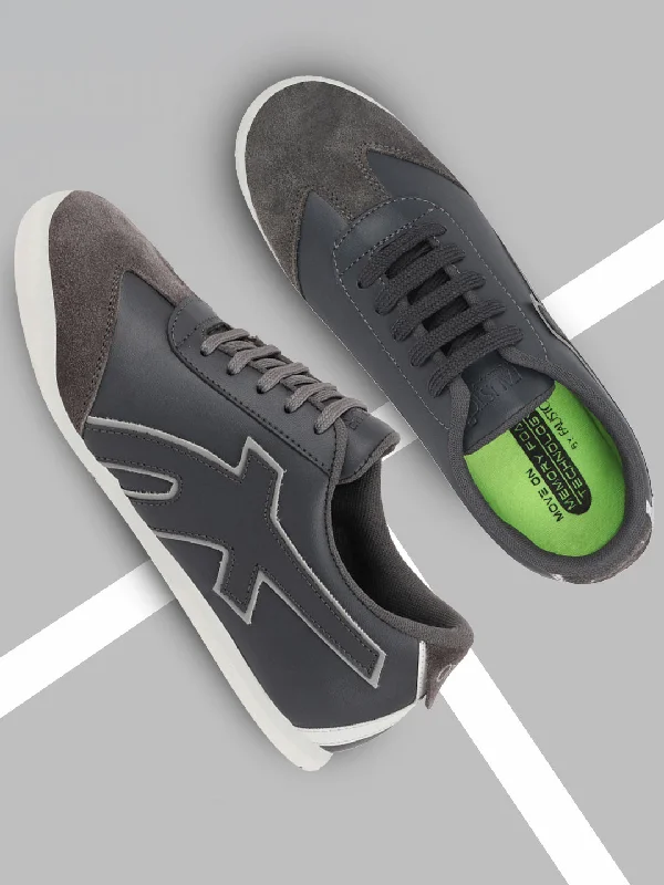 Regal Style Men Grey Trendy Lace Up Sneakers