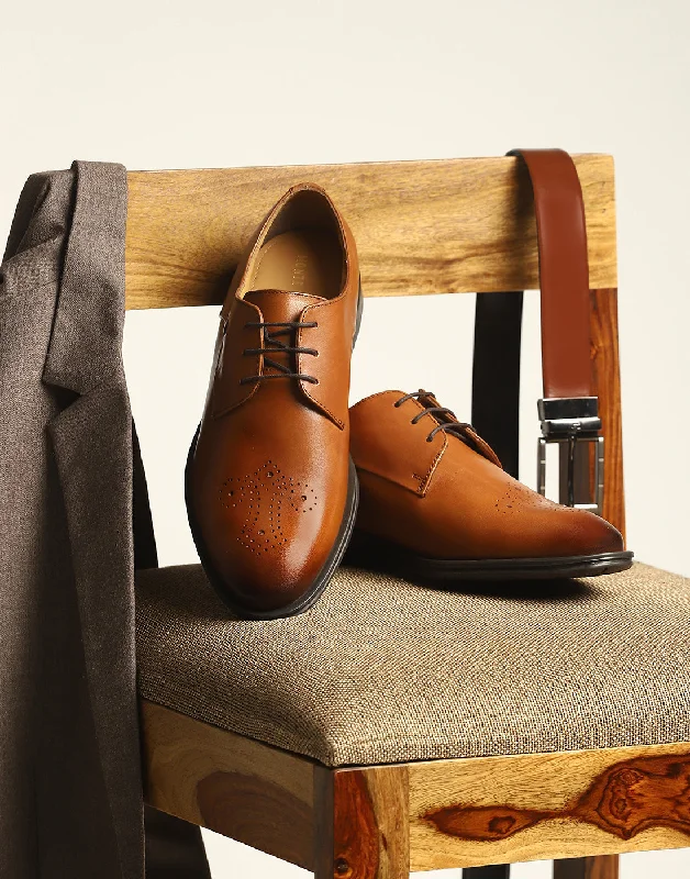 Everyday Chic Men Tan Lace Up Genuine Leather Formal Brogues