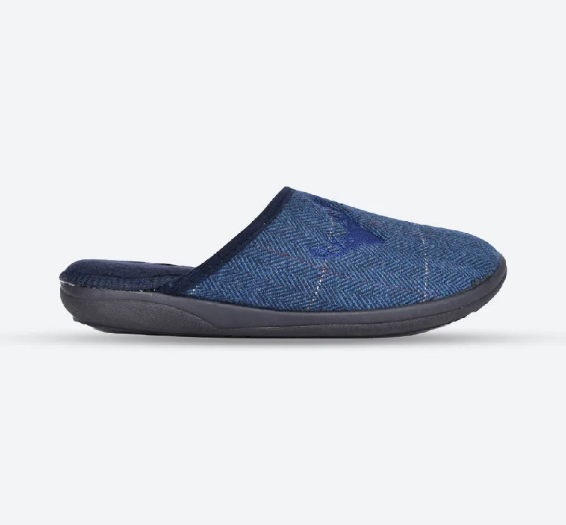 Sleek Sophistication Mens Wide Fit Padders Stag Mule Slippers
