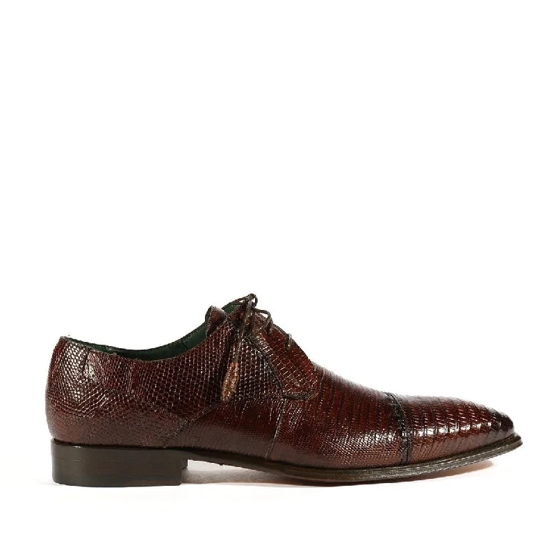 Elegant Patterns Mezlan 4818-L Men's Shoes Brown Exotic Genuine Lizard Derby Cap-Toe Oxfords (MZS3368)