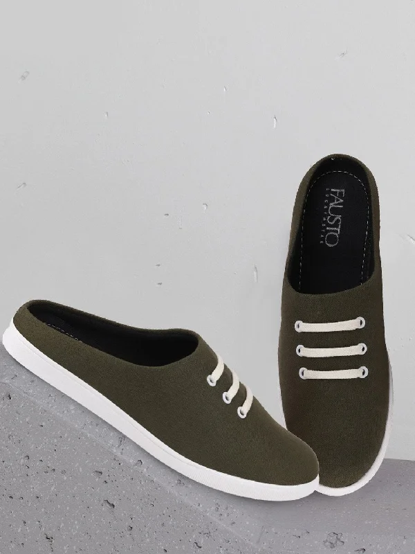 Eye-Catching Style Men Olive Green Casual Canvas Slip-On Shoes