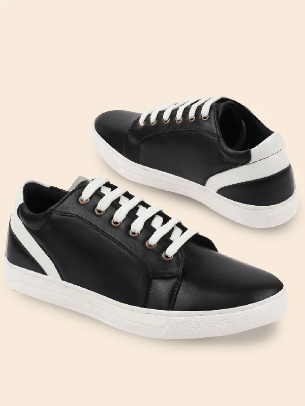 Trendsetting Look Men Black Stylish Lace Up Sneakers