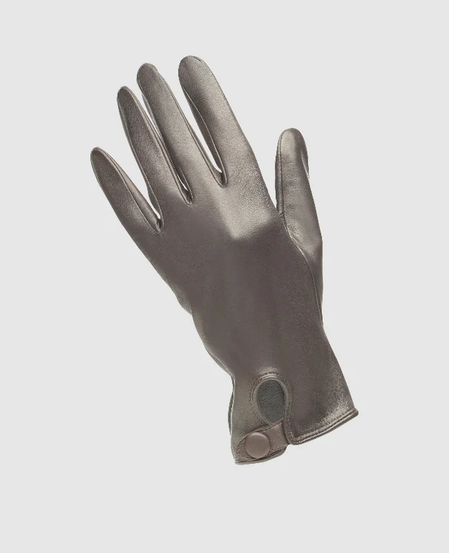 Soft Elegance Gloves with button - Dark Brown