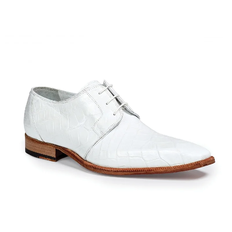 Sleek Structure Mauri Men's Shoes Alligator White Oxfords Art 53127/2 (MA4656)