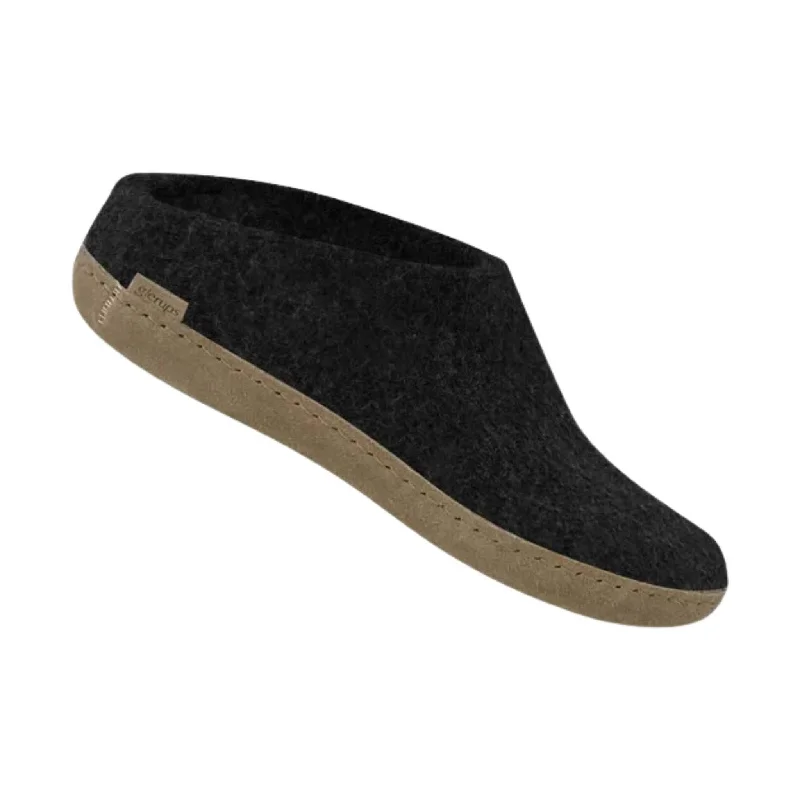 Couture Inspired Glerups Slip On With Leather Sole Slipper - Charcoal