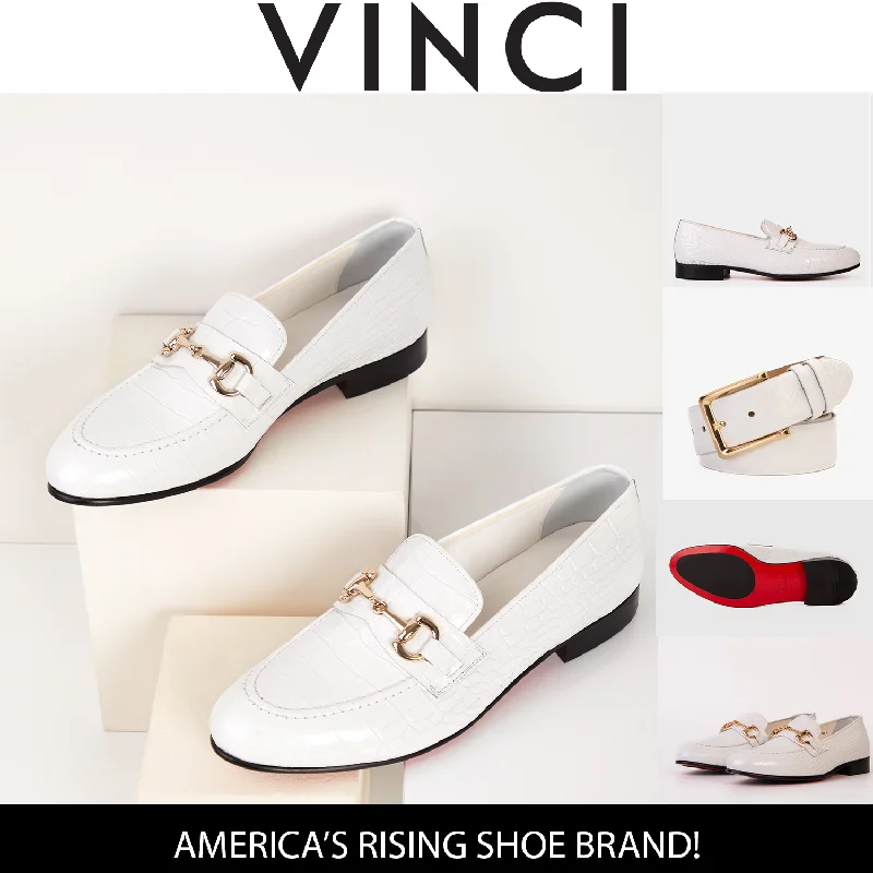 Striking Patterns The Monaco White Leather Men Shoe Bit Loafer