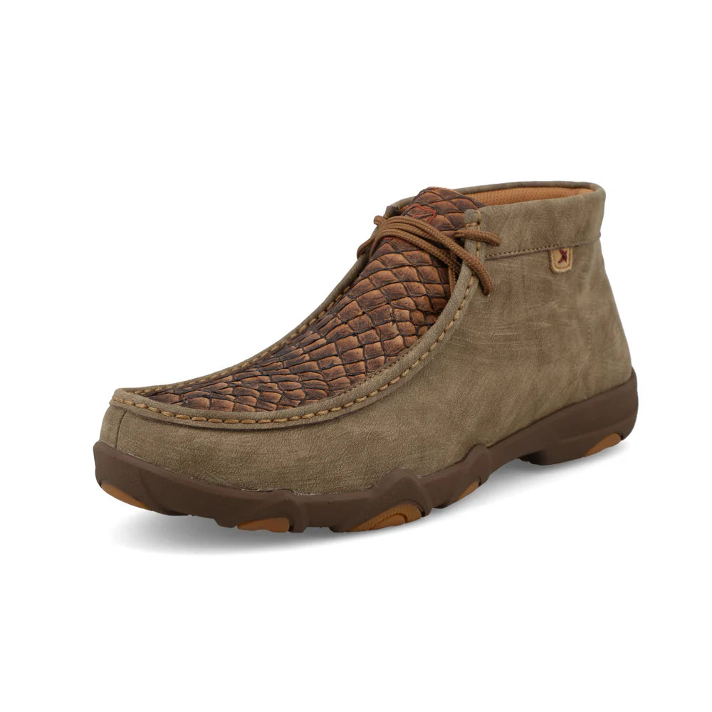 Iconic Appeal Twisted X Men's Chukka Driving Moc in Dark Tan Sea Bass and Shitake