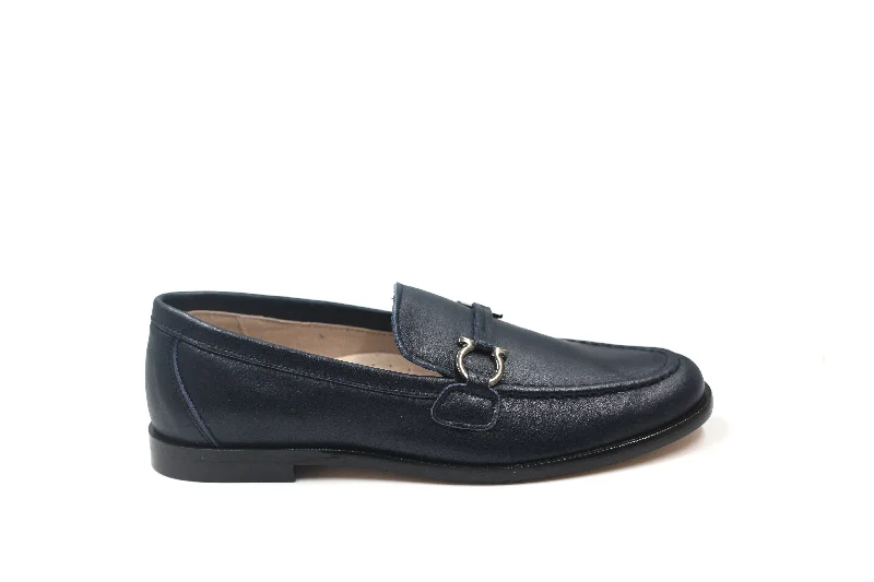 Elegant Accents Gravitas Navy Leather Chain Shoe