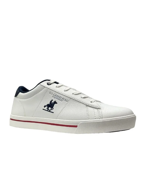 Fashion Forward Men's Brand Logo Embroidered Sneakers,White