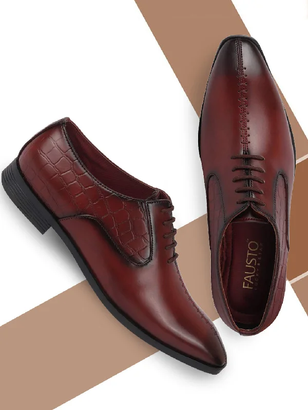 Sleek Sophistication Men Brown Designer Party Lace Up Shoes