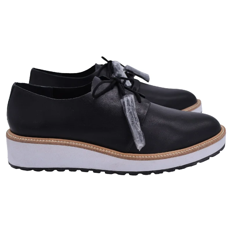 Minimal Aesthetic Loeffler Randall Callie Demi-Wedge Oxfords in Black Leather