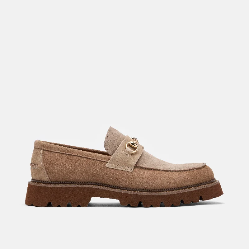 Vintage Style Blake Triple Tan Suede Lug Bit Loafers