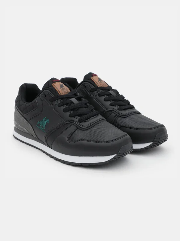 Unique Patterns Men's Brand Logo Embroidered Sneakers,Black