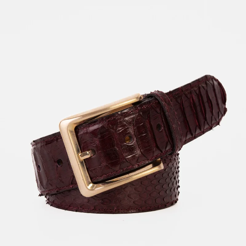 Fashionable Silhouette The Bethesda Burgundy pythn Sneak Leather Belt