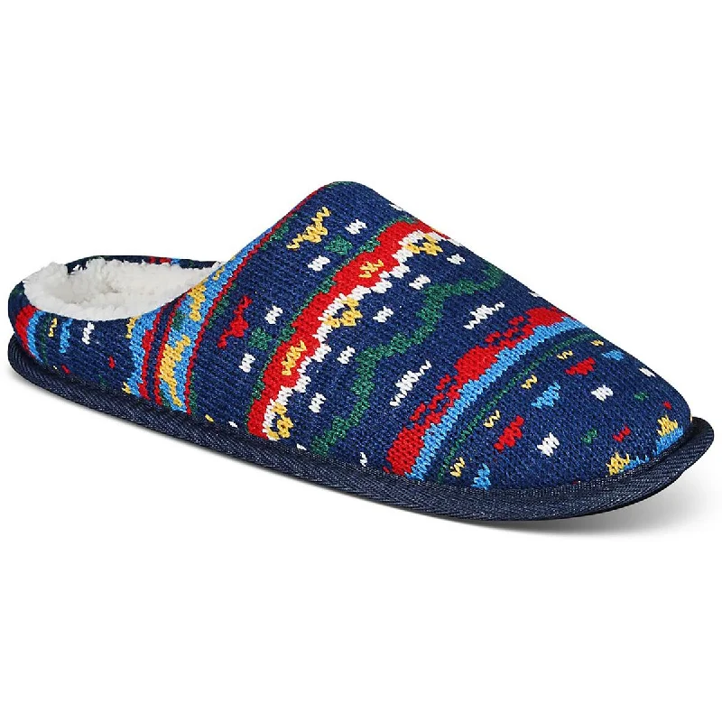 Seasonal Trend Club Room Mens Faux Fur Lined Knit Slide Slippers