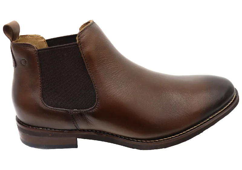 Signature Look Democrata Jacko Mens Comfortable Leather Chelsea Boots Made In Brazil
