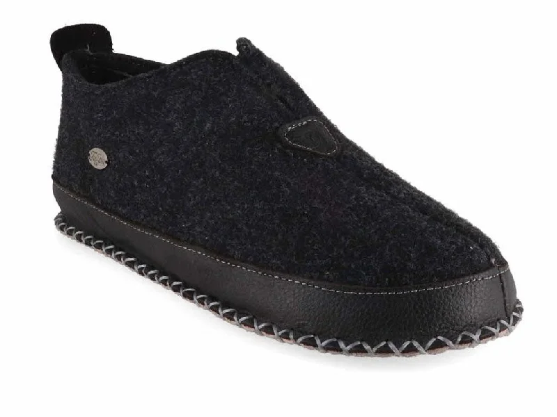 Rich Aesthetic Tuffeln® retro Wool Slippers with a Cork Footbed «Urig», dark grey light grey
