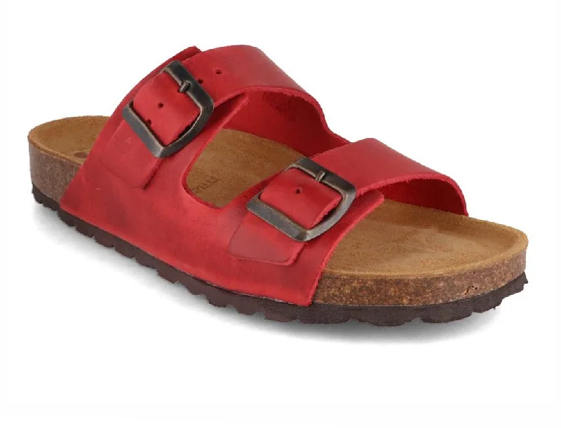 Stylish Accent Tuffeln® Women leather Sandals 'Föhr', rosso