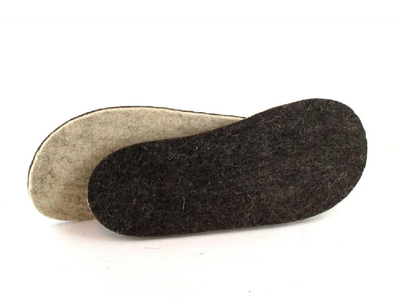 Everyday Chic WoolFit Felt Insoles for Slippers | Extra thick, 2-colored 100% Wool, brown/beige