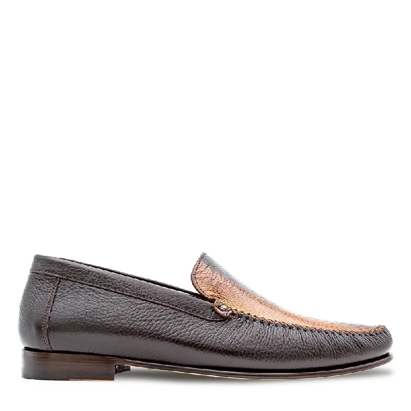 Dynamic Patterns Textured Calf/Ostrich Paw Moccasin