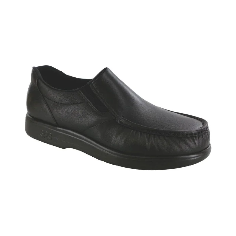 Soft Elegance SAS Men's Side Gore Slip On Loafer - Black Smooth