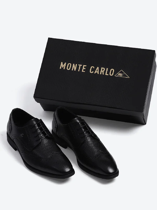 Couture Inspired Men Black Lace Up Genuine Leather Formal Brogues