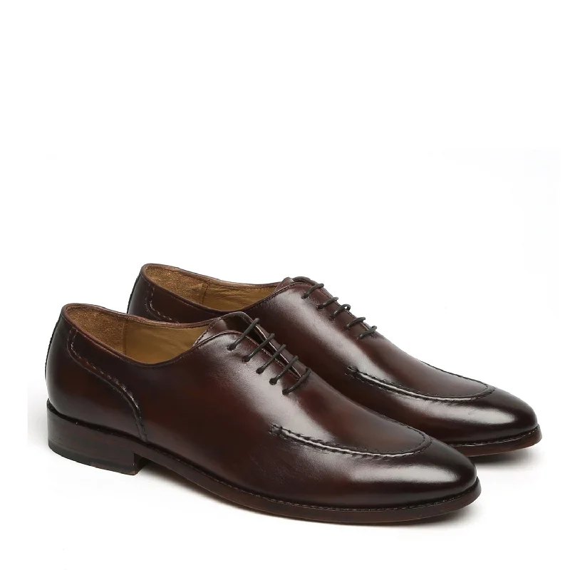 Art Deco Dark Brown Sleek Look Oxford Lace-Up Shoe