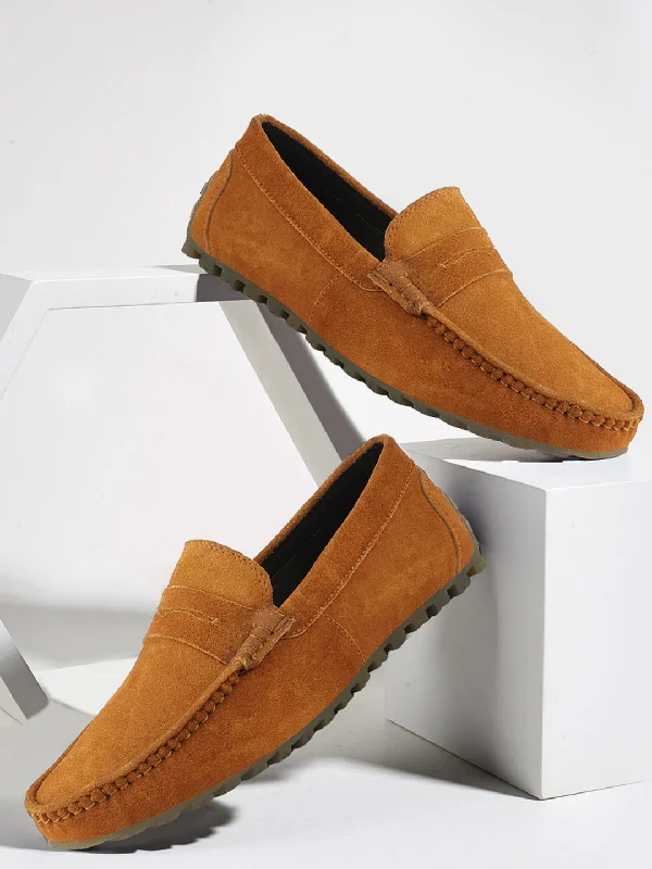 Minimal Statement Men Teek Suede Leather Side Stitched Slip On Driving Loafers and Mocassin