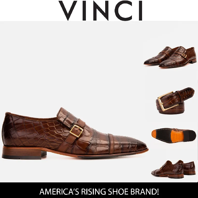 Regal Style The Strat Single Monk Strap Cap Toe Brown Leather Handmade Men Shoe