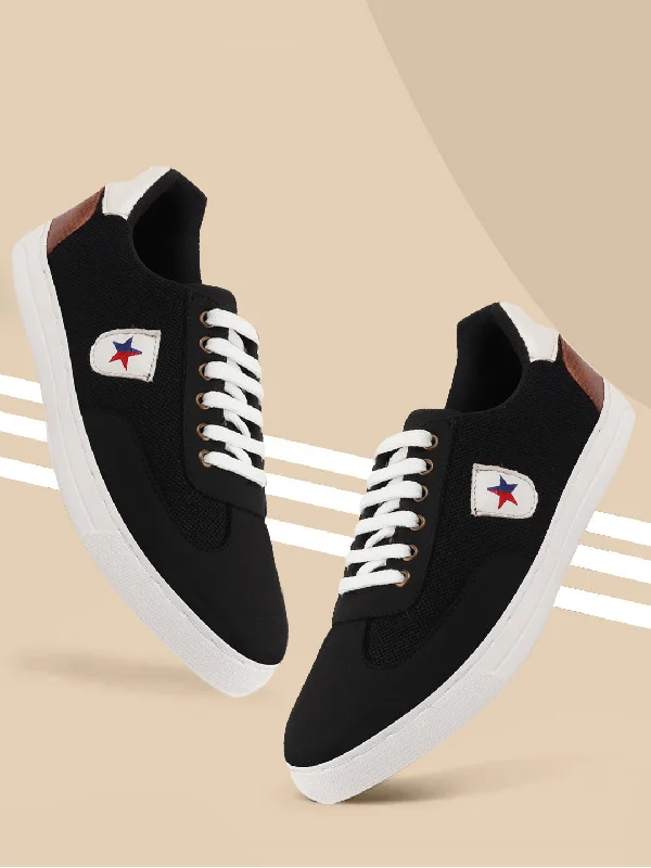 Luxury Aesthetic Men Black Trendy Lace Up Colorblocked Sneakers