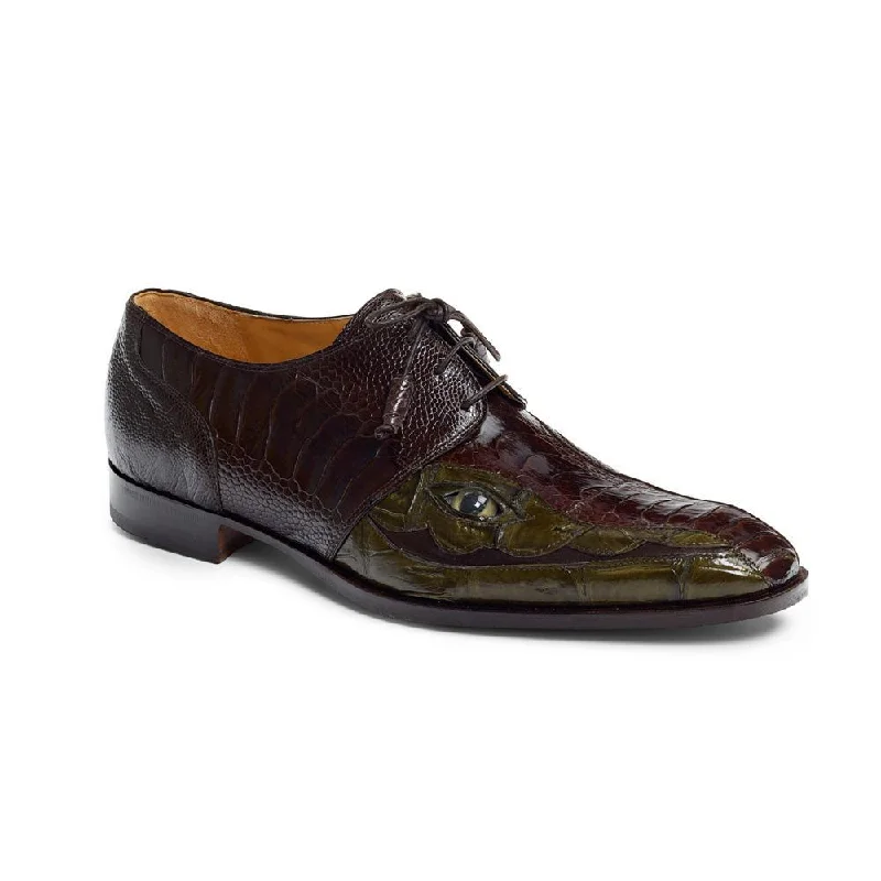 Luxury Aesthetic Mauri Men's Shoes Brown & Green Exotic Ostrich Leg & Crocodile Oxfords 4787 (MA4510) Luxury Aesthetic Mauri Men's Shoes Brown & Green Exotic Ostrich Leg & Crocodile Oxfords 4787 (MA4510)