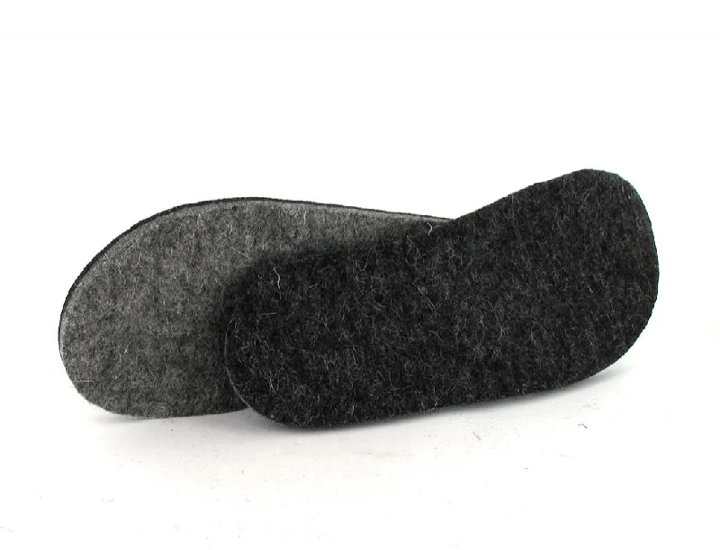 Glamorous Details WoolFit Felt Insoles for Slippers | Extra thick, 2-colored 100% Wool, graphite/light grey
