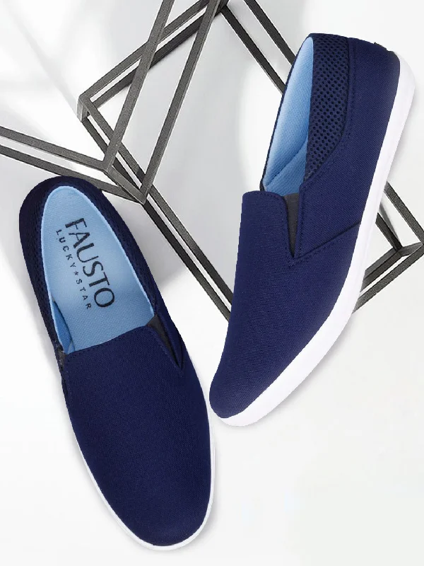Fashion Excellence Men Blue Casual Canvas Slip-On Shoes