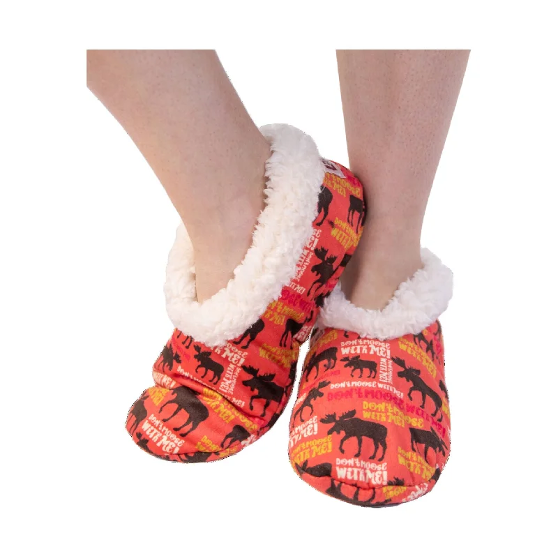 Vintage Style Lazy One Don't Moose With Me Moose Fuzzy Feet Slipper - Red - ONLINE STORE CREDIT/EXCHANGE ONLY