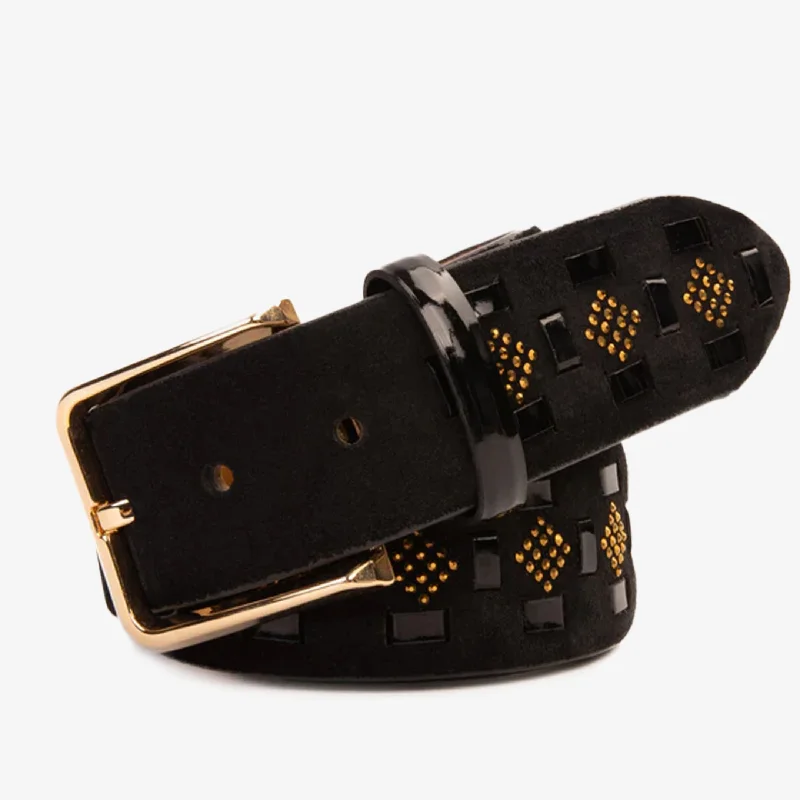 Striking Patterns The Vicino Black Leather Belt