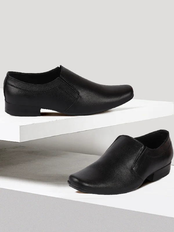 Minimal Statement Men Black Formal Leather Slip-On Shoes