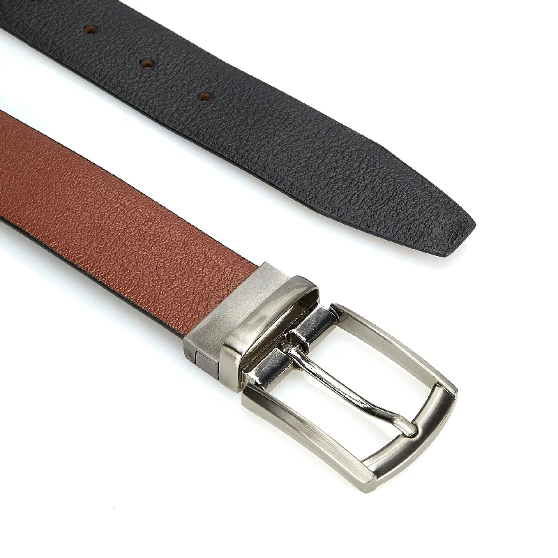 Edgy Look Reversible Leather Belt