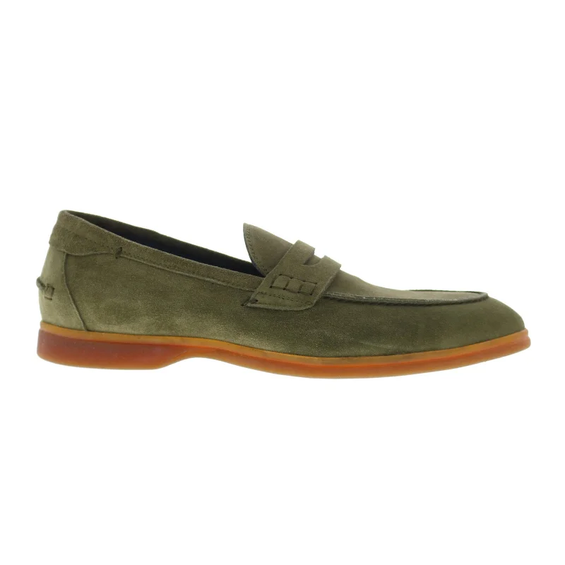 Sophisticated Appeal Di Bianco Procida Suede Mens Green Suede Loafers & Slip Ons Penny Shoes