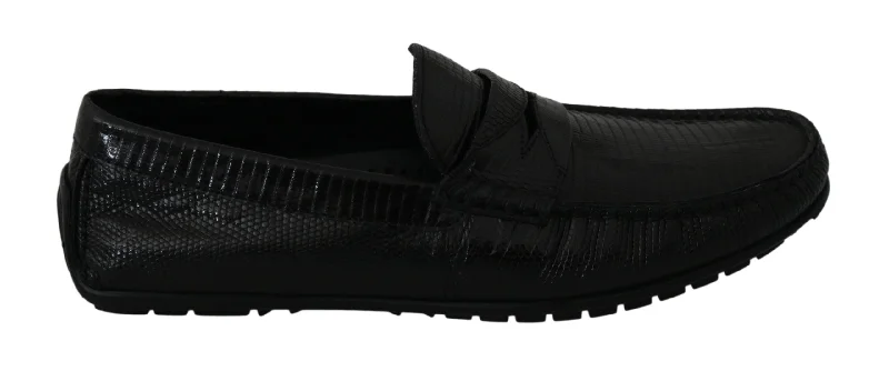 Bold Detailing Dolce & Gabbana Exquisite  Lizard Leather Men's Loafers