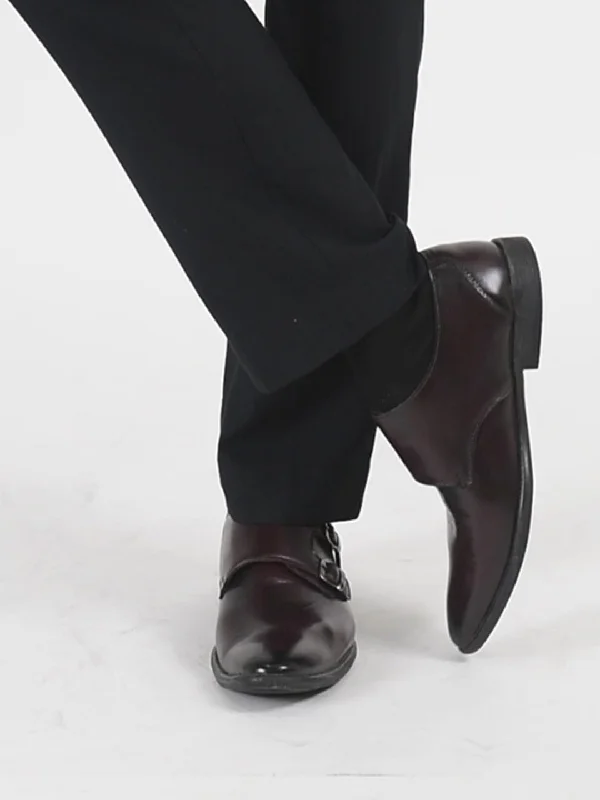 Luxe Feel Men Brown Formal Wedding Party Double Monk Strap Shoes