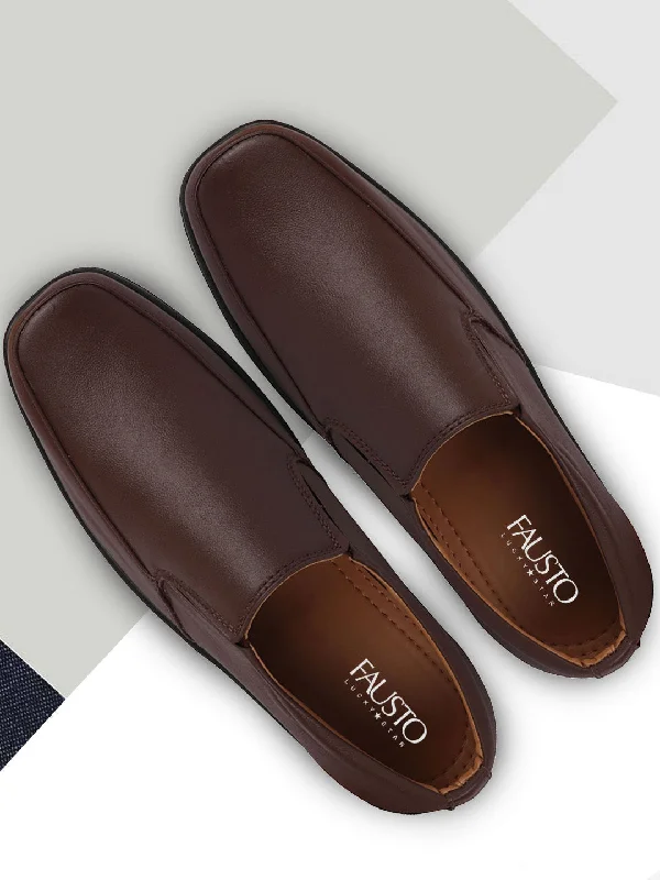 Artisanal Quality Men Brown Formal Leather Slip On Shoes