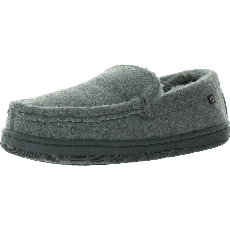 Monochrome Appeal Harrison Mens Faux Fur Lined Wool Moccasin Slippers