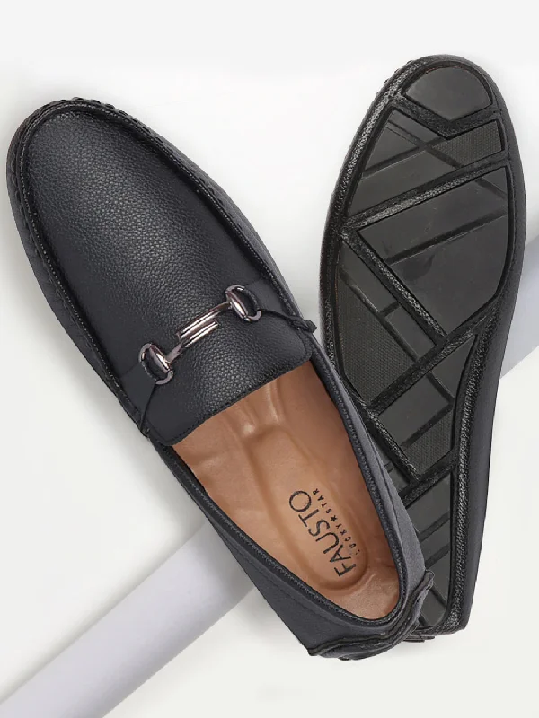 Contemporary Chic Men Blue Hand Stitched Horsebit Buckle Loafer and Moccasin Driving Shoes