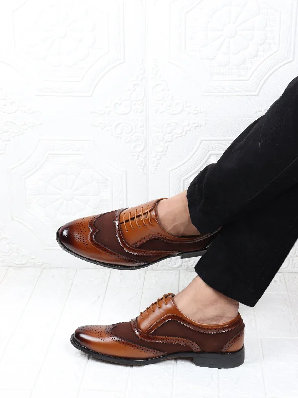 Minimal Aesthetic Men Formal Grey Lace Up Brogue Shoes