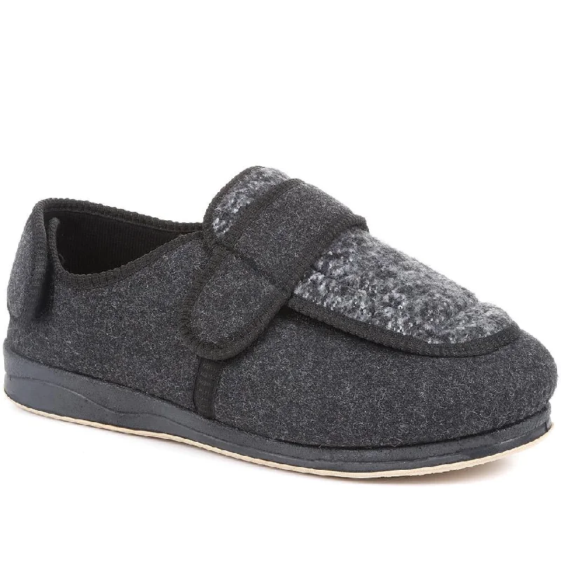Rich Aesthetic Extra-Wide-Fit Touch-Fastening Slippers - ARNOLDO / 321 148