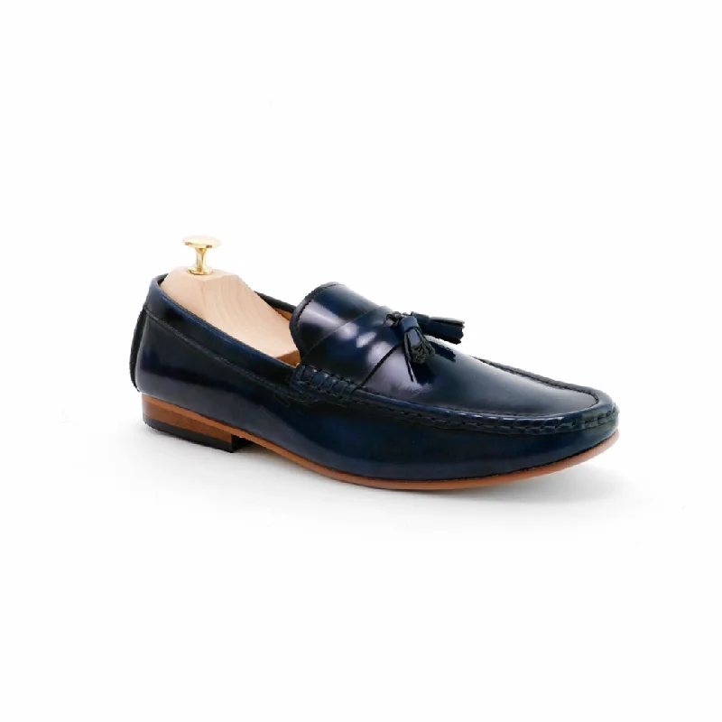 Opulent Design Comfy Tassel Loafer European Brush Off Bezel Blue