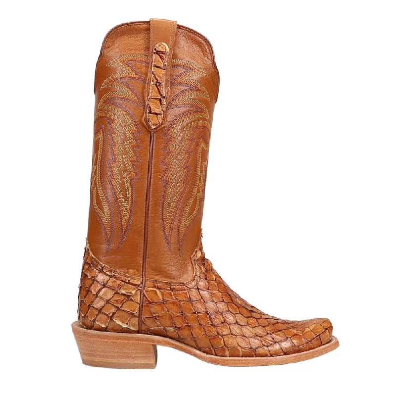 Premium Finish Pirarucu Embroidered Narrow Square Toe Cowboy Boots